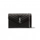 Saint Laurent Chain-strap YSL-plaque grained-leather wallet